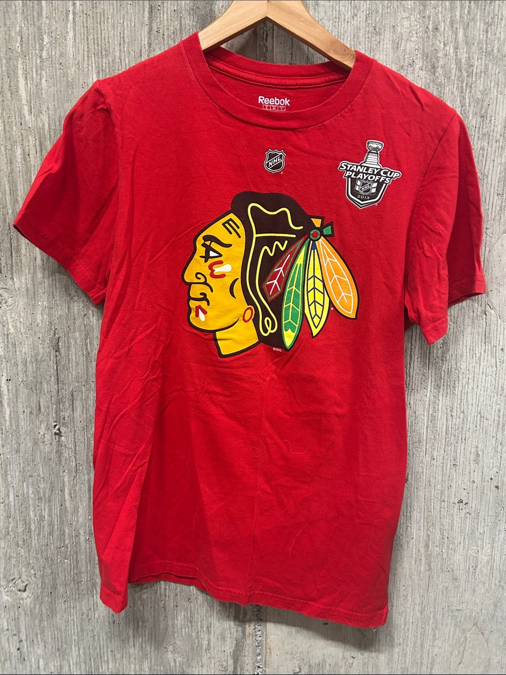 Reebok Red Chicago Blackhawks Stanley Cup Playoffs Tee Toews Small